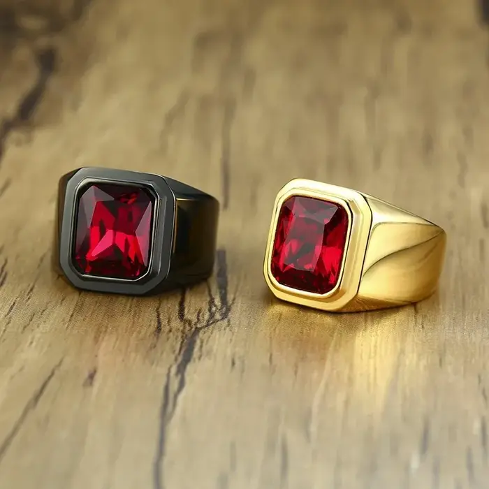 Bague de cocktail Vnox en acier inoxydable or noir pour hommes style punk occasions spéciales et quotidienne