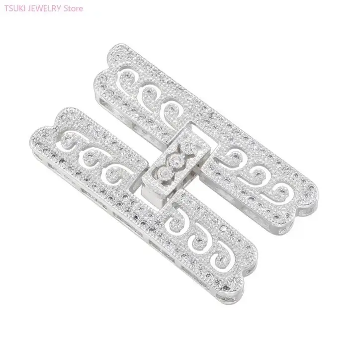 62KE – collier à fermoir en forme H orné zircone, accessoire à mode pour perles élégantes, fournitur