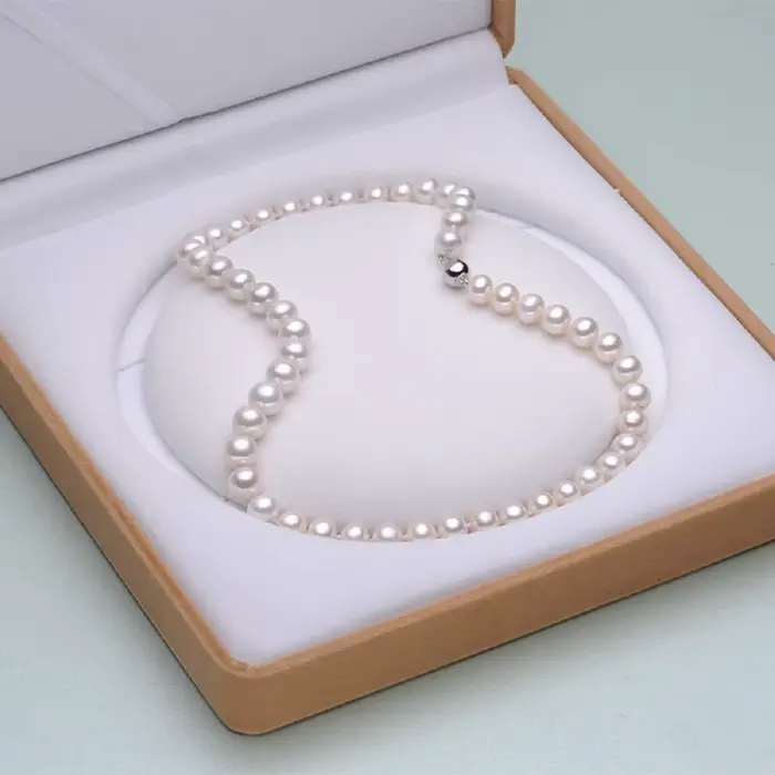 Collier de perles classique AAA7-8mm 8-9mm 9-10mm 10-11mm Collier de perles blanches classiques 18 p