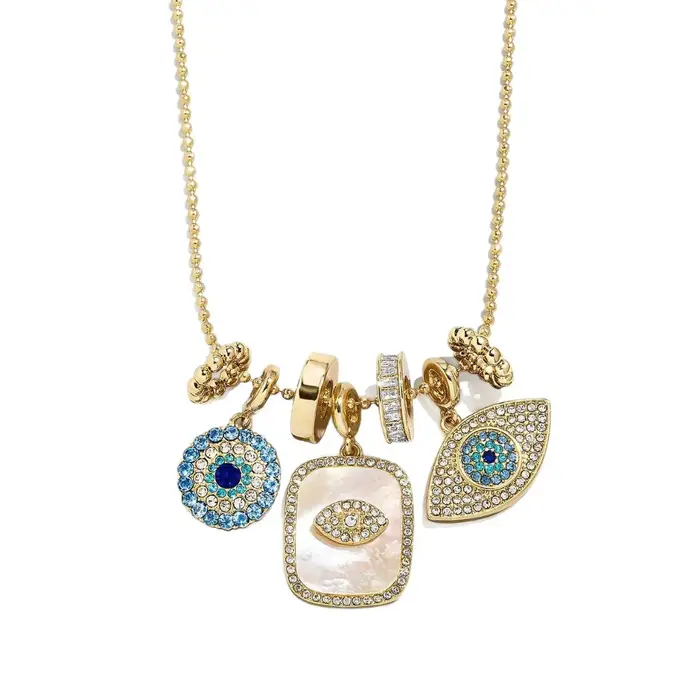 Collier porte-bonheur œil protecteur en acier inoxydable plaqué or 18 carats pour femme, pendentif f