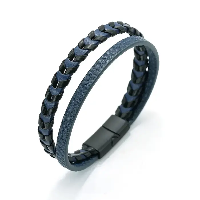 Bracelet en cuir tressé à la main pour hommes, style punk, décontracté, idéal pour la fête des pères, anniversaires et cadeaux d'entreprise