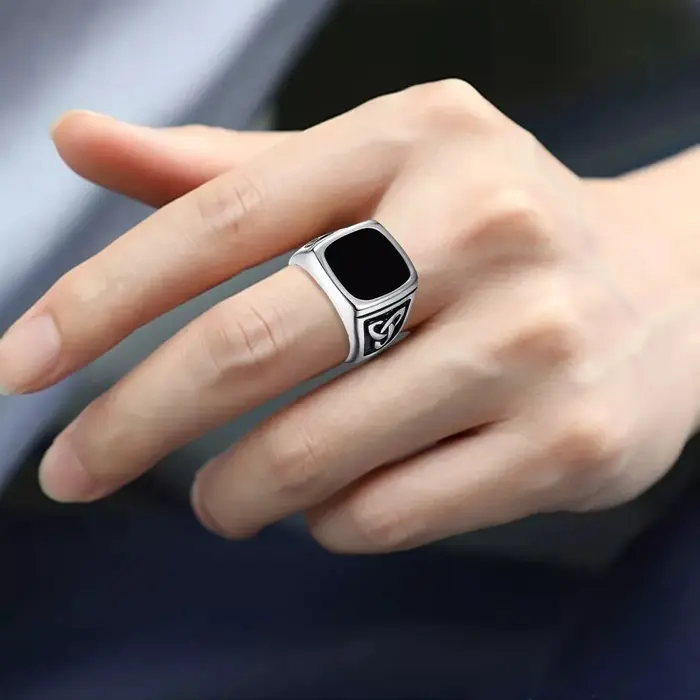 Bague chevalière Vintage Punk Viking pour hommes