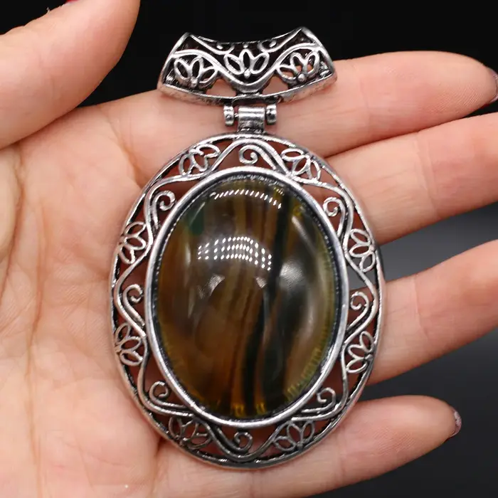 Pendentif rétro en pierre naturelle Lapis Lazuli bohème avec breloques cristallines accessoires pour femmes bijoux à faire soi-même occasions spéciales