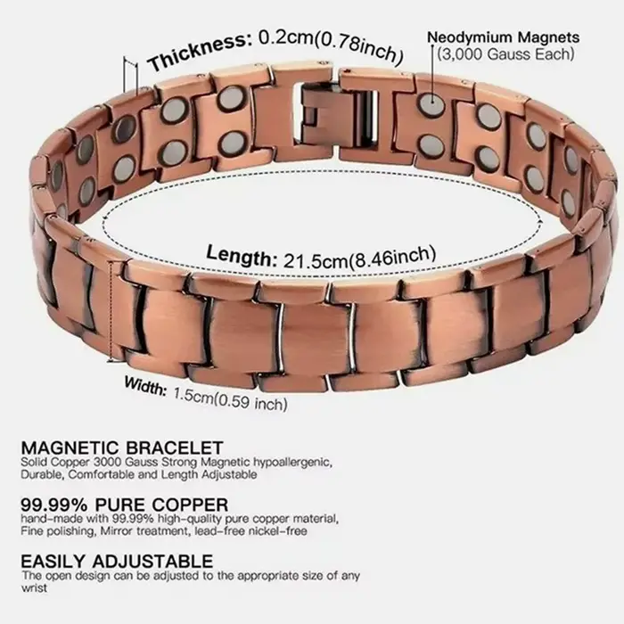 Bracelets magnétiques pour hommes Bracelet magnétique en cuivre pur bijoux accessoires de bijoux pou