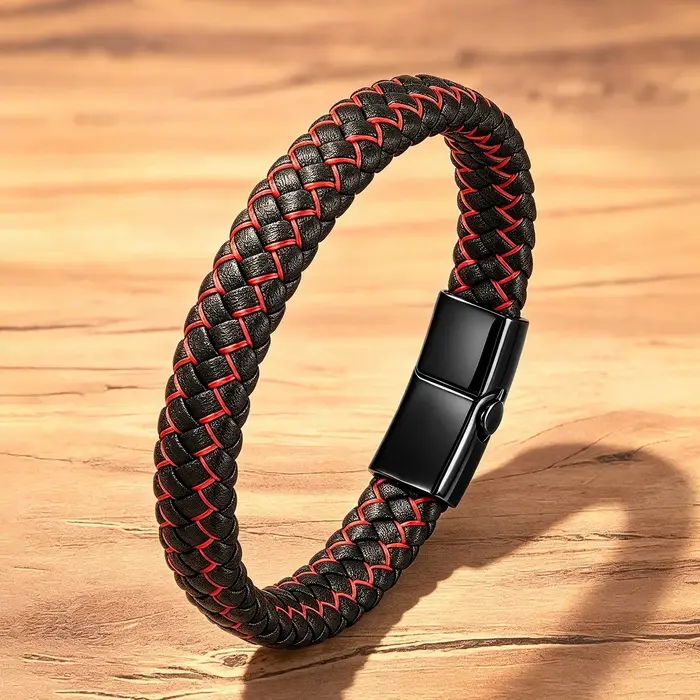 Bracelet en cuir tressé pour homme