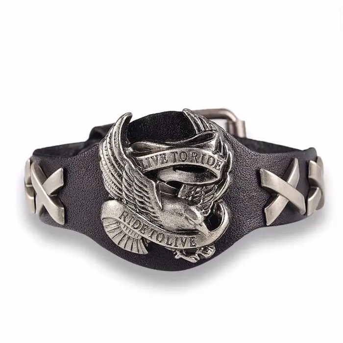 Bracelet en cuir véritable Bobo Cover Punk Style Noir Café Rouge Occasions Spéciales Manchette Punk Femmes Hommes