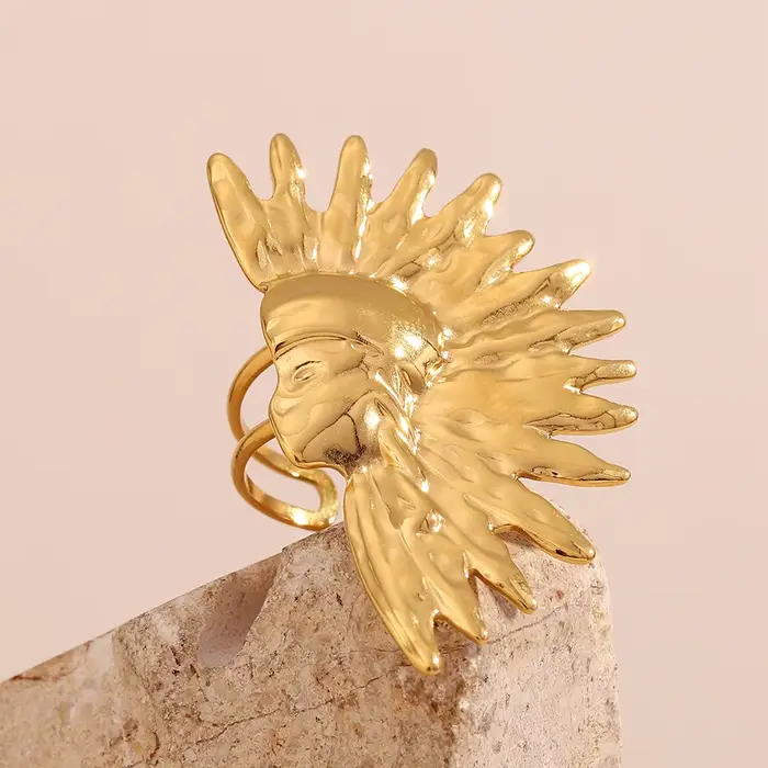E.B.belle – bague ouverte demi-soleil créative et exagérée, en acier inoxydable plaqué or 18 carats, accessoires de bijoux de déclaration, nouvelle collection