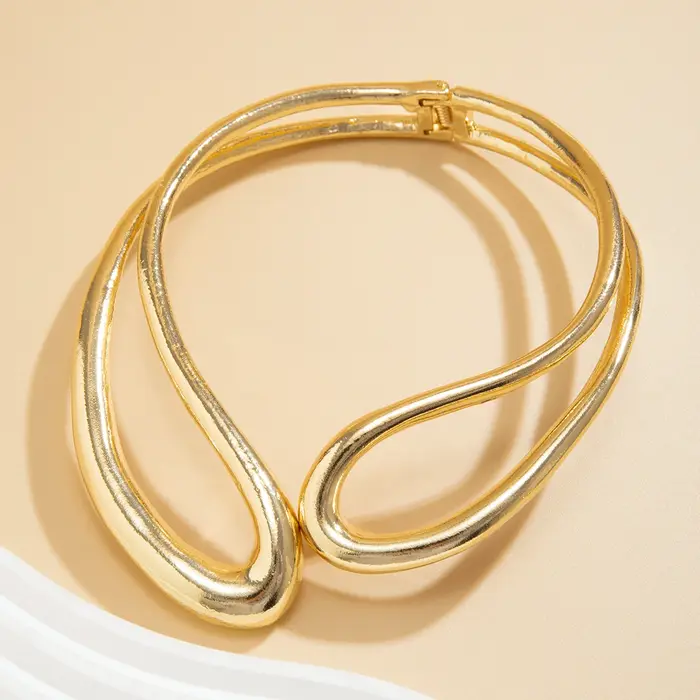 Salircon – collier ras du cou géométrique exagéré en métal