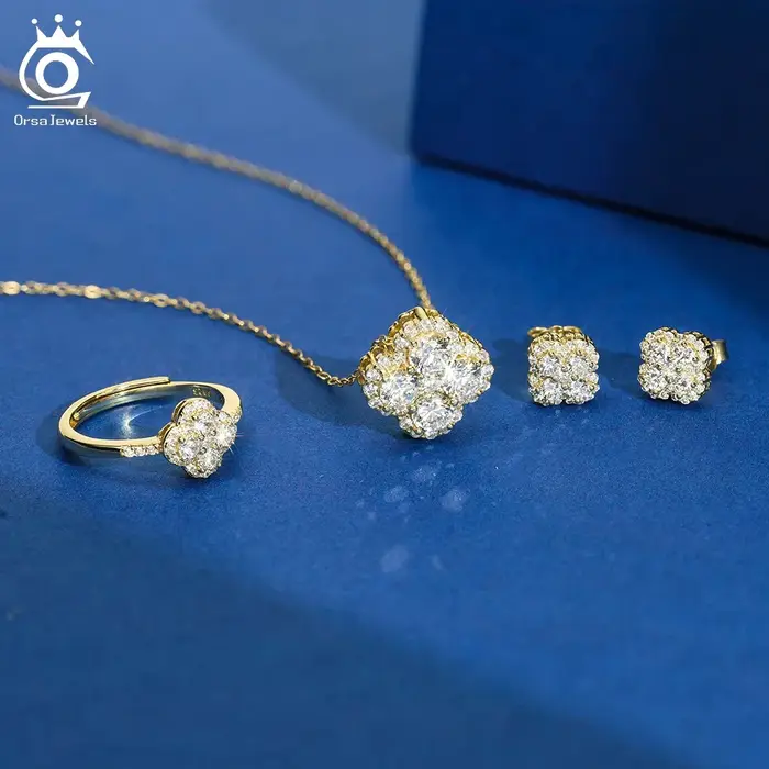 ORSA JEWELS exquis 925 argent 8A Premium Zircon pendentif collier pour les femmes chanceux trèfle à quatre feuilles bijoux de mariage LZN28