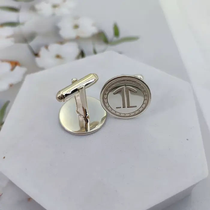 Lèvent de Manchette Personnalisés en Argent Massif 925, avec Logo Gravé, Lettre, Bijoux à la Mode, Cadeaux pour Homme