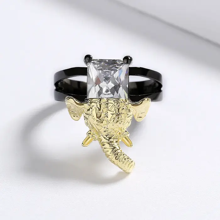 Bague en forme d'éléphant impérieux pour hommes