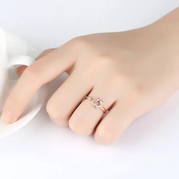 LYNNE bijoux mode 925 en argent Sterling étoile creuse Zircon anneaux en gros femmes tendance redimensionnable CZ anneau beau cadeau d'anniversaire