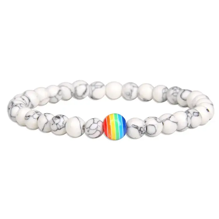 Bracelets à breloques boule arc-en-ciel pour femmes et hommes