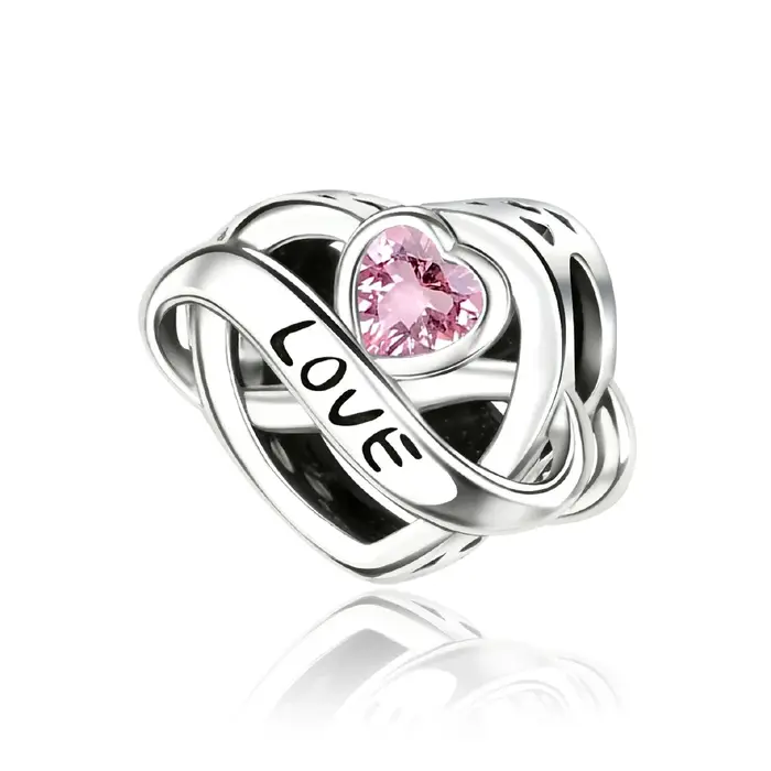 Breloque Cœur Plaquée Argent Mère et Enfant Enlacés Perle Emaillée Fleuries Bracelet Cadeau Bijoux Familial Occasions Spéciales