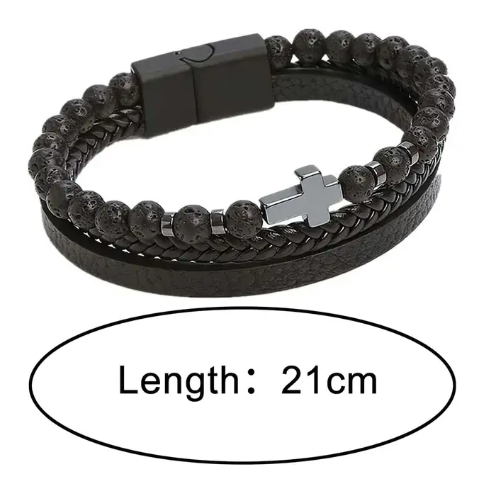 Bracelet en cuir multicouche Vintage pour hommes