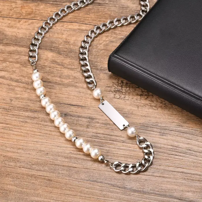 Collier à maillons gourmette Hip Hop pour hommes et garçons