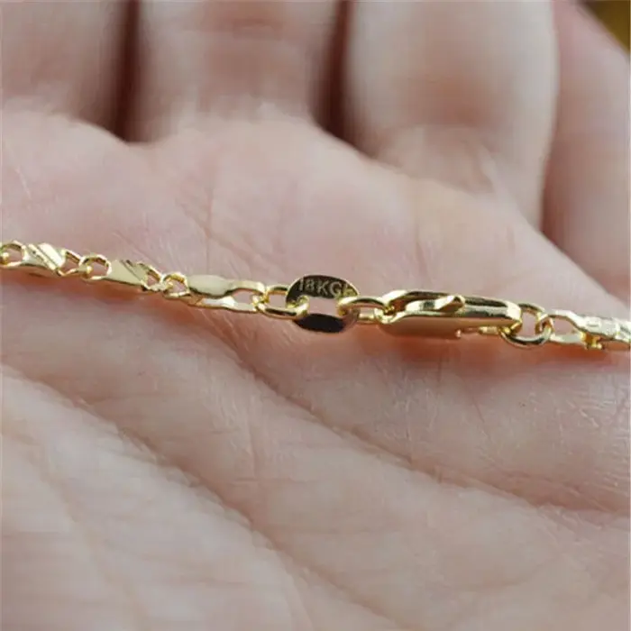 Collier rempli d'or 18 carats en argent 925 pour femmes et hommes