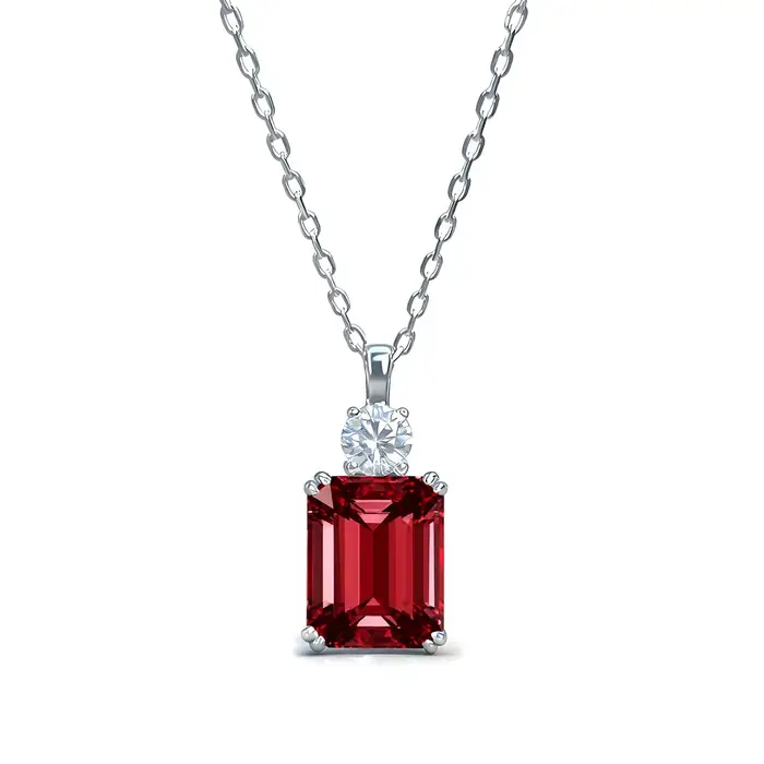 Wong Rain 925 argent Sterling 8*10 MM Tanzanite saphir rubis Citrine émeraude haute teneur en carbone diamant pendentif collier bijoux fins