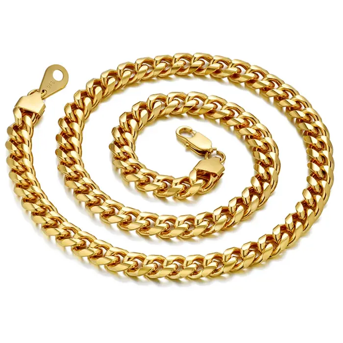 Collier Hiphop géométrique en acier inoxydable plaqué argent avec pierres principales en or pur pour homme occasions spéciales