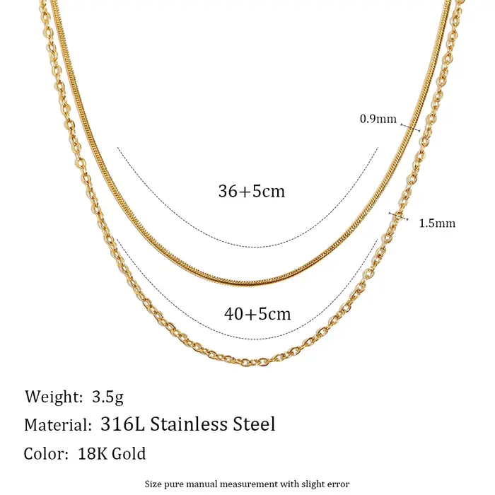 E.B.belle – collier serpent à Double couche en acier inoxydable plaqué PVD, chaîne O, bijoux de déclaration empilables pour femmes