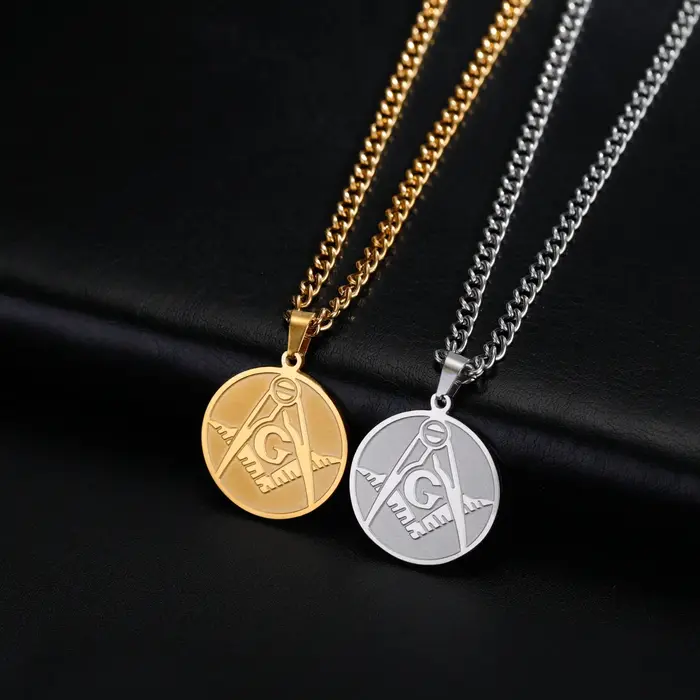 Collier maçonnique en acier inoxydable pour hommes