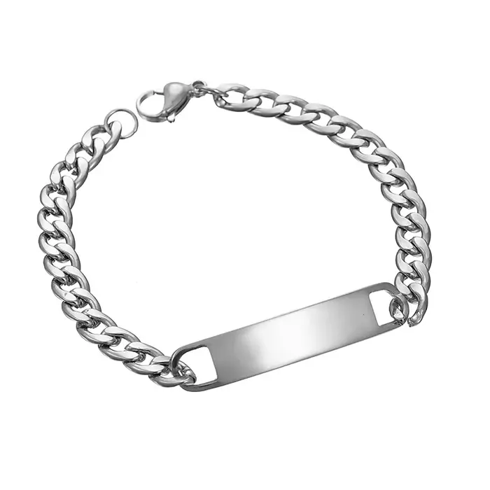 Bracelet avec nom gravé en acier inoxydable pour hommes, plaque signalétique personnalisée, Date, bi