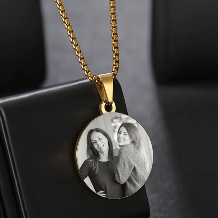Sifisrri-Collier en acier inoxydable avec image gravée