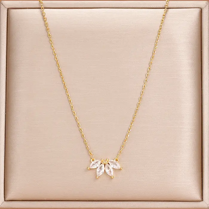 Collier Simple en acier inoxydable pour femmes, œil de cheval, Zircon, chaîne de clavicule en crista