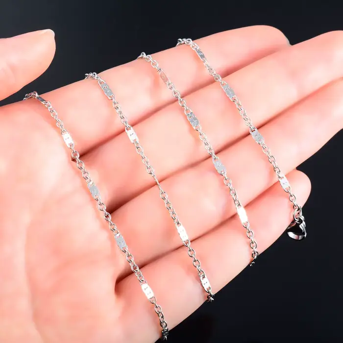 Collier en acier inoxydable pour hommes et femmes, lien poli de presse, tour de cou O JOon, bijoux de document argenté, accessoires de direction, cadeau de bricolage