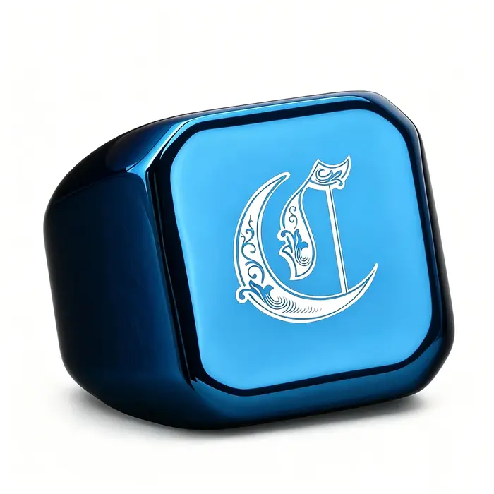 Bague signet personnalisée avec initiale A-Z pour hommes