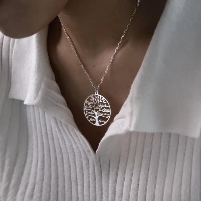 Collier personnalisé d'arbre de vie avec noms de mère et enfants, bijou personnalisé en acier inoxydable doré pour occasions spéciales femmes
