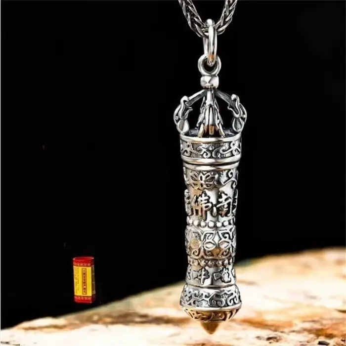 Collier Namo Amitabha pour hommes, tour de cou en argent 925, amulette masculine, pendentif pilon Va