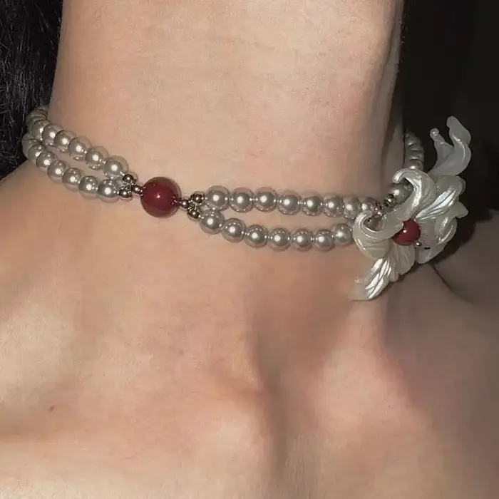 Collier en perle gothique avec tracker d'humeur pour homme et femme occasions spéciales style punk hiphop Y2K