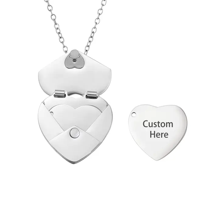 Collier personnalisé en forme de cœur avec médaillon ouvrable et gravure laser pour femmes, bijou de soirée avec message secret, cadeau d'anniversaire