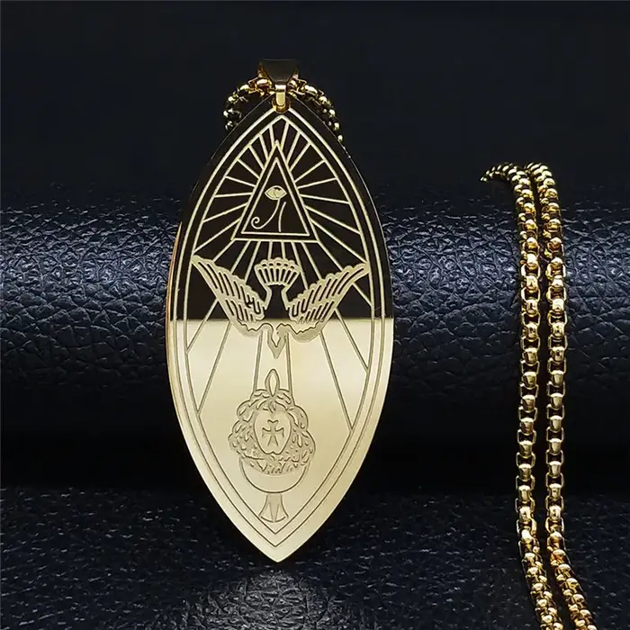 Collier Ordo Temples Orientis en acier inoxydable avec pendentif motif animal, chaîne Figaro pour femmes et hommes, idéal pour les occasions spéciales et la collection de bijoux occultes