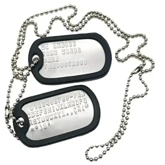 Ensemble de 2 Colliers Militaires en Acier Inoxydable avec Étiquette de Chien