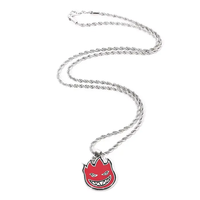 Hip-hop magique flamme visage pendentif Punk rouge métal pour homme collier collier Punk Rock charme
