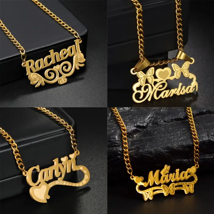 Acheerup-Collier personnalisé avec nom gravé pour femme et homme