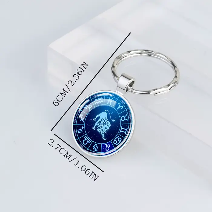Porte-clés en métal signe du zodiaque, 12 constellations, Lion, Vierge, Vèbre, Scorpion, Sagitchlore, pendentif us, porte-clés, cadeaux, mode